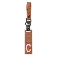 Initial Letter Keychain, PU Leather Alphabet Keychain Brown Letter-C 