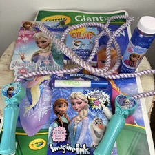Frozen Disneys Activity Lot Of 6 Giant Coloring Book Card Game Jump Rope Bubbles