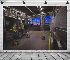 Fire Station Interior Backdrop 7x5ft Fire Truck Photography Background