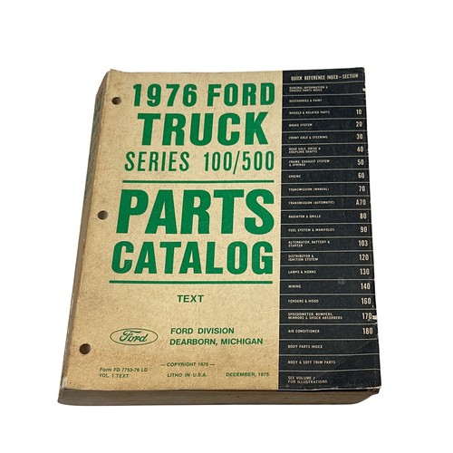 1976 Ford Truck Parts Catalog Series 100