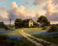 Texas Bluebonnets Landscape Oil Painting Home Decor Wall Art Prints On Canvas 38