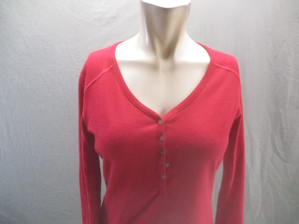MOUNTAIN HARDWEAR Size S Womens Red Wool 1/2 Button Long Sleeve Athletic Top 417 - Image 2 of 4