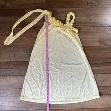 70s VINTAGE Size M Empress Yellow Nylon Nightgown Ruffle Lingerie Women's 56714