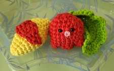 Handmade Crochet Amigurumi Bento Play Food Omurice with Tako Hotdog  Vegetable