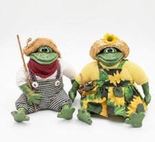 Vtg Russ Berrie Country Folks Frog Shelf Sitter Beanie Mrs Mud Hopper Tadpole