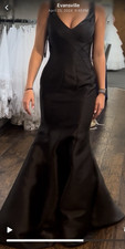 Black Formal Mermaid Gown Sheer Embellished Back Evening Dress
