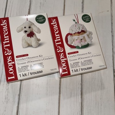 2 NEW Loops & Threads Crochet Christmas Ornament Kit Pookie & Nutty Latte