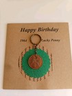 Handmade Birthday Card with Lucky Old Penny Coin Keyring Gift - 1964