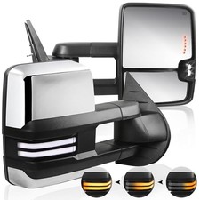 Switchback Power Heated Towing Mirrors Compatible for Chevy 2007-2013 Chrome