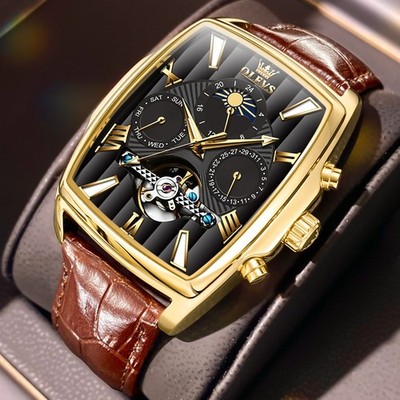 OLEVS 6675 Classic Multi-functiom Barrel-dial Week Display Square Wristwatch