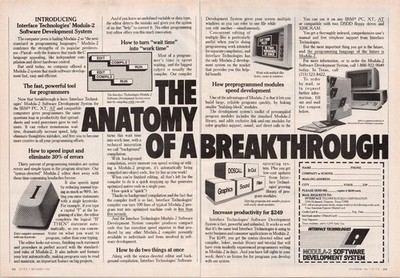 Interface Technologies Modula-2 Software Development System 1984 2 Pg Print Ad