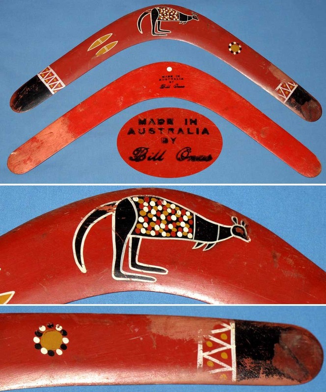 CJ7 Red Fibre Board Traditional Boomerang made by Bill Onus - Right Handed