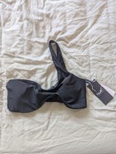 Image of Jack Wills Asymmetric Ruch Bikini Top Ld43 Black 12 (M)