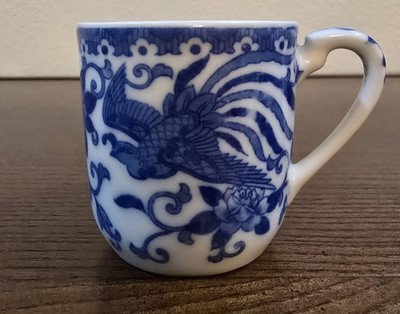Noritake Howo Flying Phoenix Tea Cup Blue White Porcelain Made In Japan