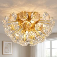 Wohnzimmerleuchte Kristallleuchte Deckenlampe Flurlampe Klar Metall Gold 10X G9