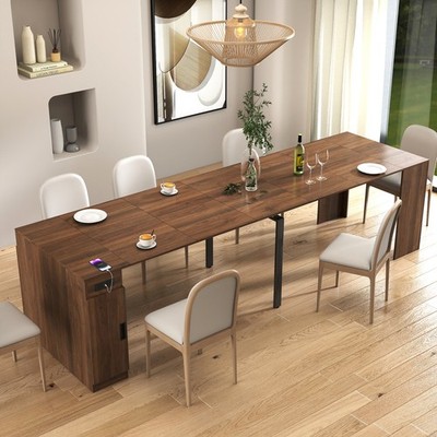 Wood Extendable Dining Table 23.62''-118.11'' Expandable Table  for Small Spaces