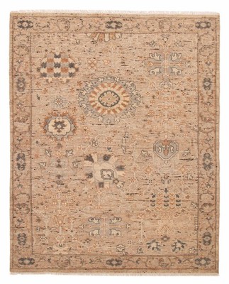 Traditional Ivory Hand-knotted Oriental Carpet 8'0'' x 10'0'' Wool Area Rug