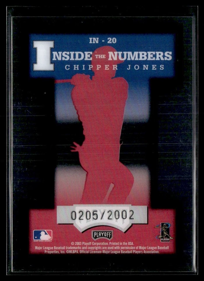 2003 Playoff Prestige Inside the Numbers Chipper Jones 0205/2002 Atlanta Braves - Image 2 of 2