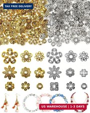 240 Pcs Bead Caps for Jewelry Making, 18 Styles Silver Gold Flower Bead Caps,