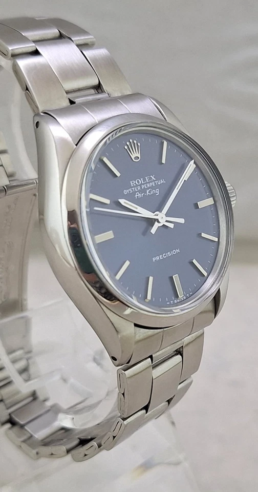 Rolex Oyster Perpetual Air-King SS Ref 5500 Mens Watch Blue Dial All Orig 1975 - Image 2 of 4