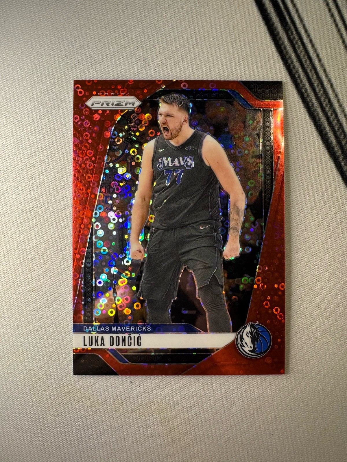 2024-25 Panini Prizm Luka Doncic #89 Red Fast Break Disco /100 Mavericks/Lakers