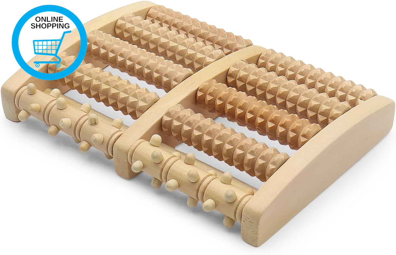 Wooden Foot Massager Roller – Dual-Foot Acupressure Roller for Arch Relaxation,