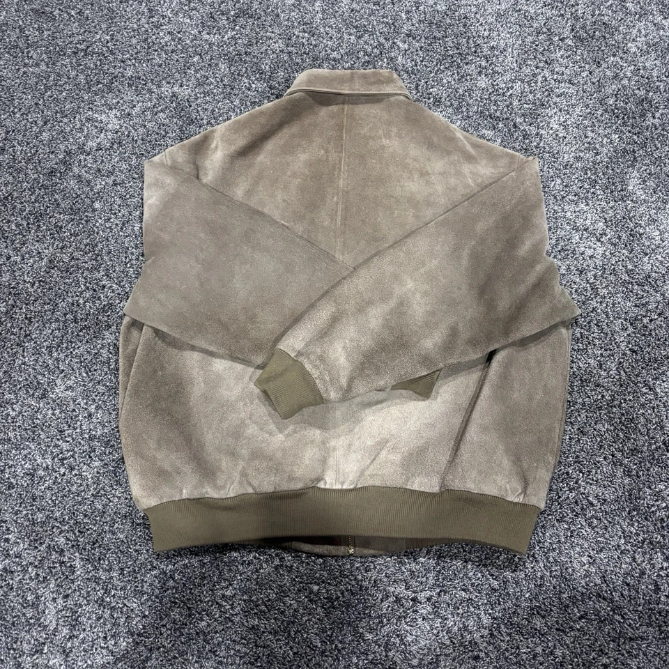 Abrigo bombardero vintage años 90 Polo Ralph Lauren cuero gamuza cremallera forrado a cuadros XL Foto 3 de 4