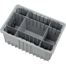 Plastic Dividable Grid Container 16-1/2"L x 10-7/8"W x 8"H Gray Lot of 8