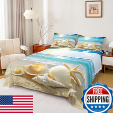 Erosebridal Beach Themed Sheets Blue Ocean Bed Sheets King Seashell Starfish