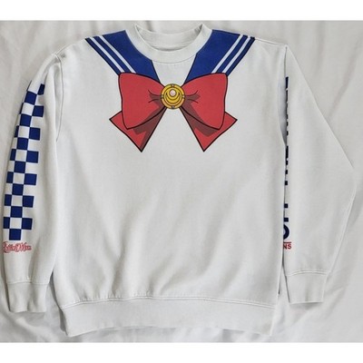 VANS x Sailor Moon Sweater Womens XS White Pullover Graphic Print Anime Cotton