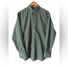 L.L. Bean Mens L Traditional Fit Green Check Wrinkle Resistant Shirt