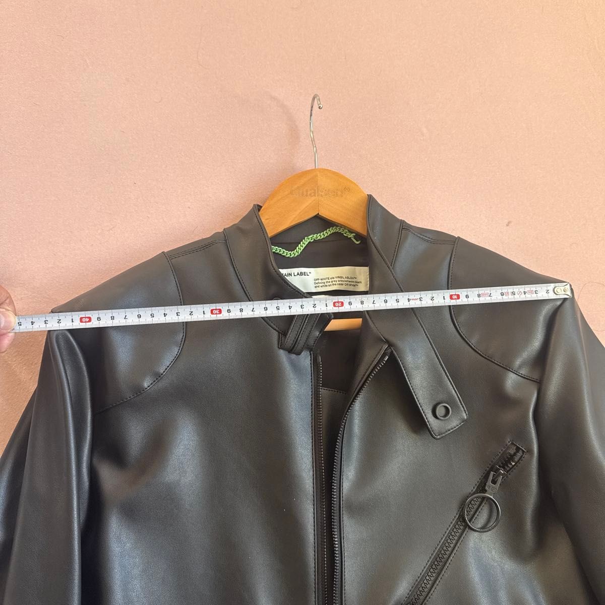 Men's Wear Off-White OFF WHITE Leather Jacket Riders Jacket Black thumbnail 11