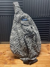 Kavu Rope Sling Crossbody Bag Shoulder School Hike Backpack Black  White Tribal