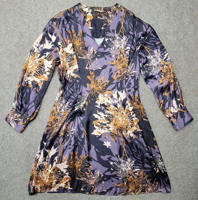 Dixie Womens Purple Floral Dress Longsleeve Side Zip