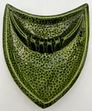 Lane Ceramics Ashtray MCM Green Glazed Shield Design 8" x 7"