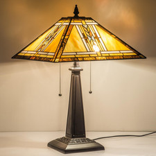 Tiffany Table Lamp,Mission Style Stained Glass Table Light,Antique Style 16 Inch