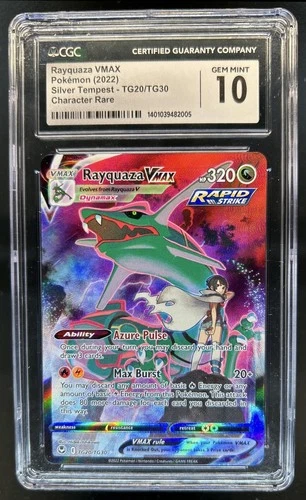 2022 Pokemon Silver Tempest Rayquaza VMAX Trainer Gallery Holo #TG20/TG30 CGC 10
