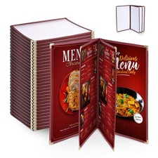 WeChef 30pcs 8.5x14" Menu Cover 4 Page 8 View Corner Stitch Restaurant Cafe