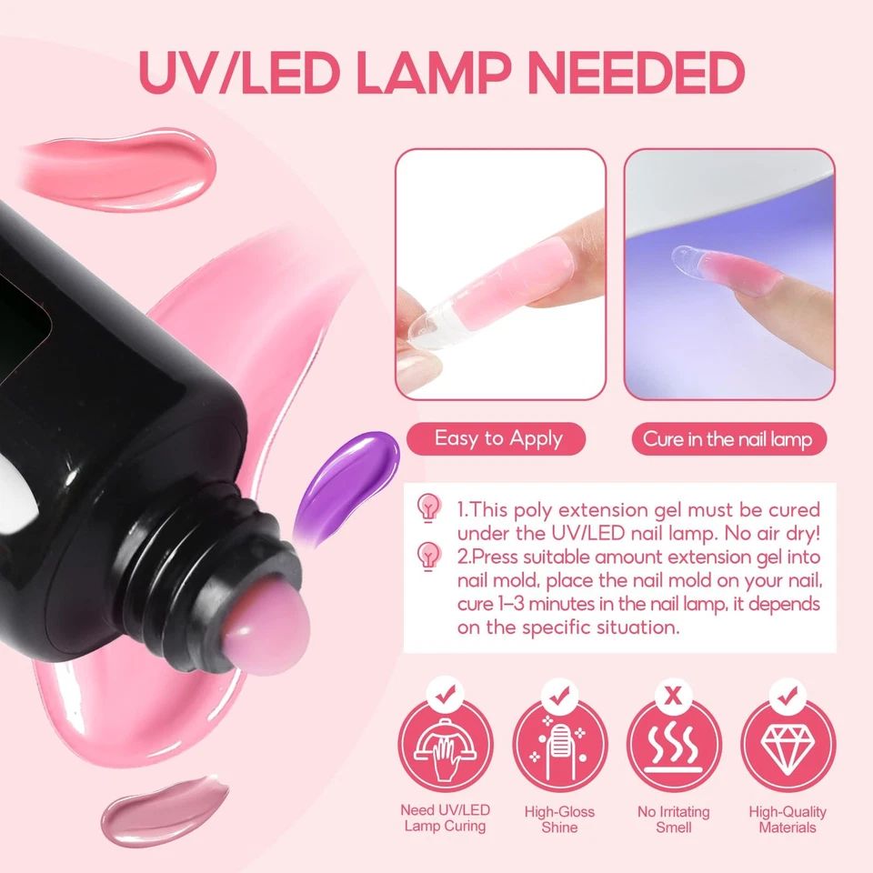 Kit de esmalte de uñas en gel con luz de lámpara UV extensión de polietileno juego de herramientas de manicura Foto 2 de 4