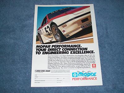 1988 Mopar Performance Dodge Shelby Z Daytona GTU IMSA Vintage Ad
