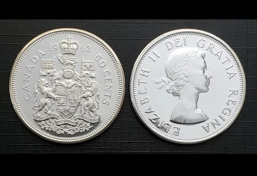 1962 Canadian Silver 50 Cents Half Dollar Coin Uncirculated