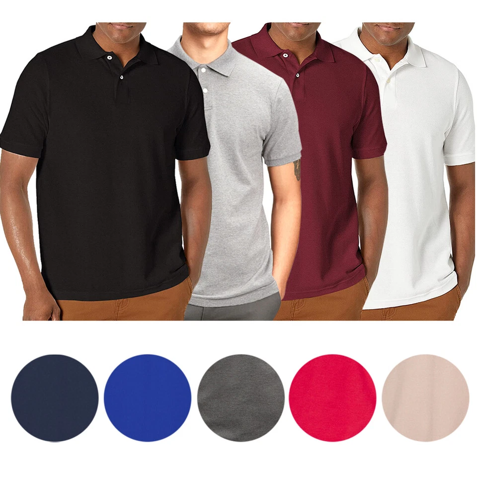 Men's Polo Shirt Casual Cotton Blend Short Sleeve Jersey Casual Plain T-Shirt