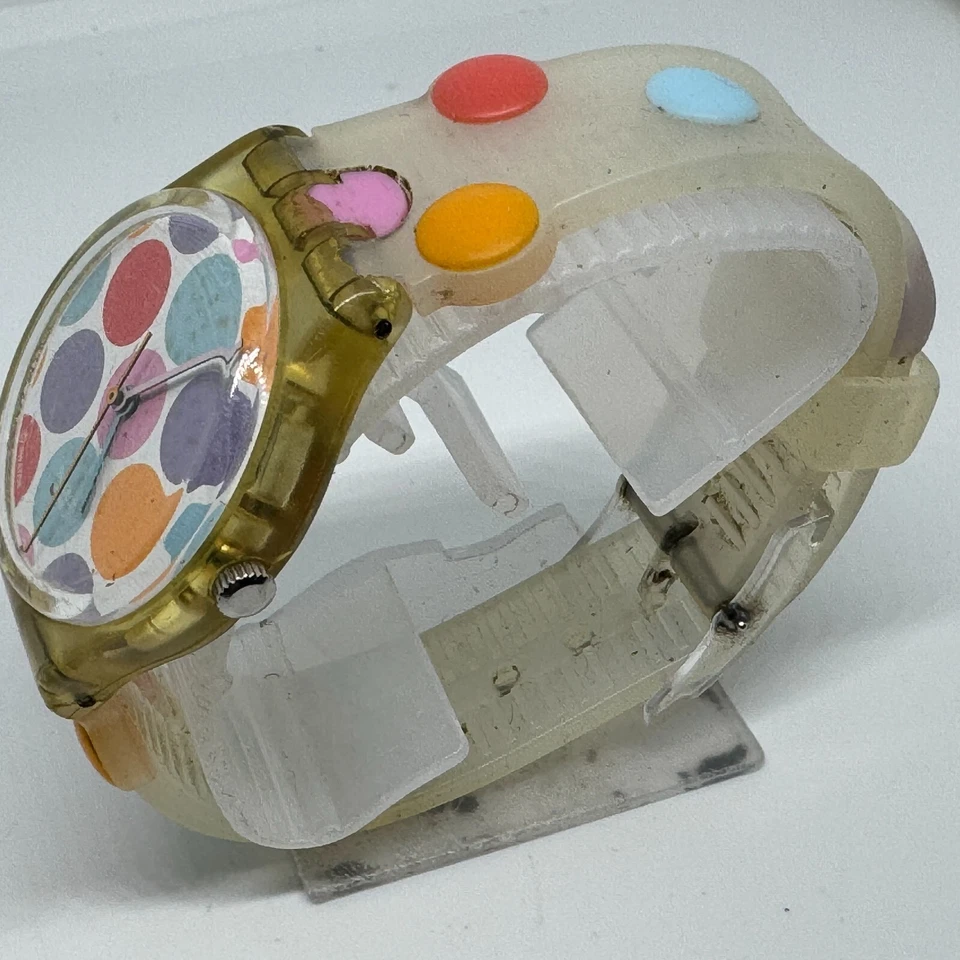 Reloj Swatch Cuarzo Vintage JEU DE BILLIES GE169 Hombre Transparente ~Para Piezas Reparación Foto 4 de 4