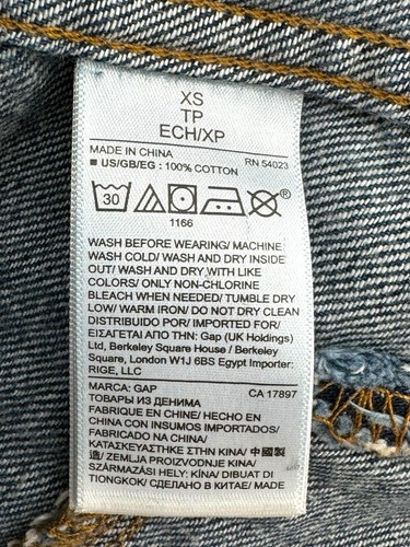GAP Giacca Jeans Denim Ricamata Zip Patch Boho Hippie Taglia XS - Foto 8 di 9