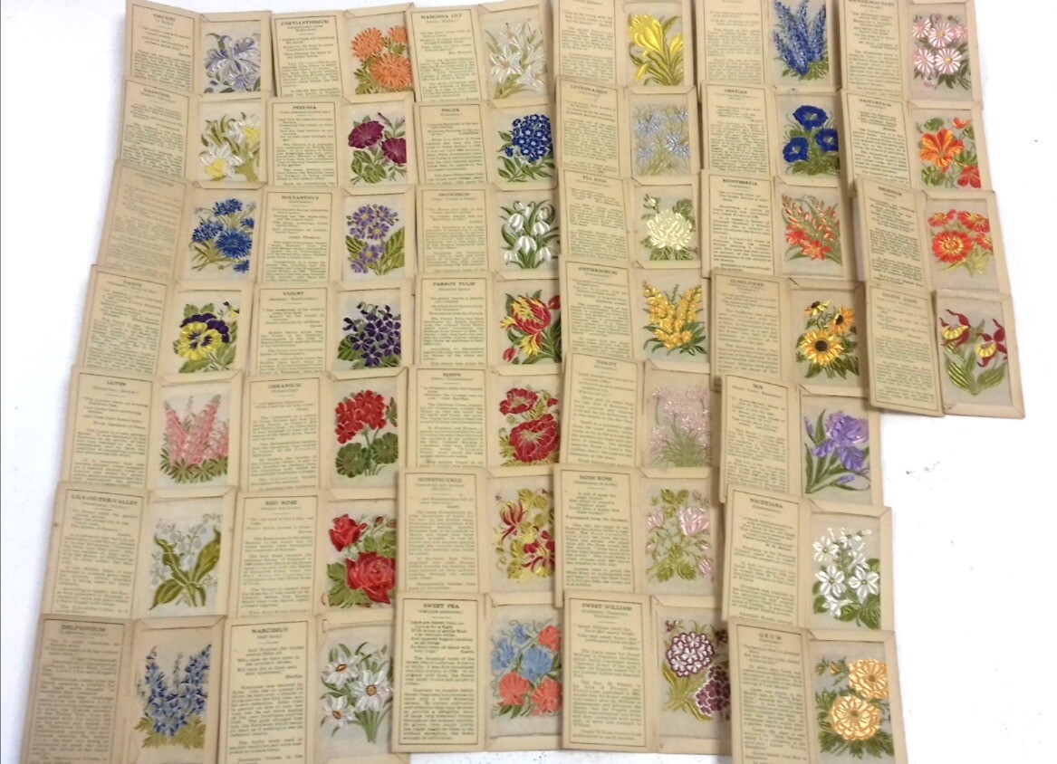 Kensitas Silk Embroidered Flowers Cards 1930's Wix Brand Collection 39