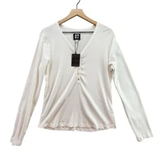 Alp n' Rock NEW Shay II Henley Shirt Long Sleeve V-neck Cream Henley Tee sz XL