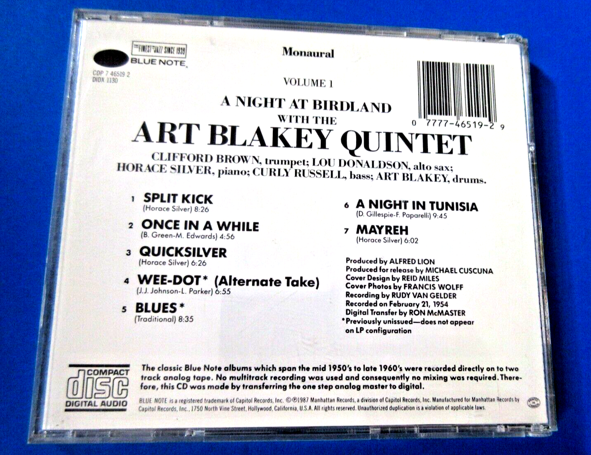 Art Blakey Quintet - A Night At Birdland, Volume 1 CD Blue Note