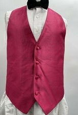 Savvi Men's Polyester V Neck Sleeveless 4 Button Pink Tuxedo Vest Size S