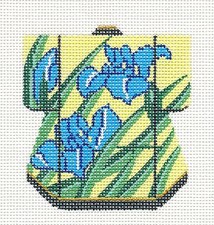 Oriental Blue Iris Petite Japanese Kimono handpainted Needlepoint Canvas by LEE