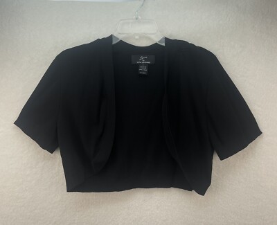 Nina Leonard Open-Front Crop Knit Bolero Curved Hem Sz L 4154